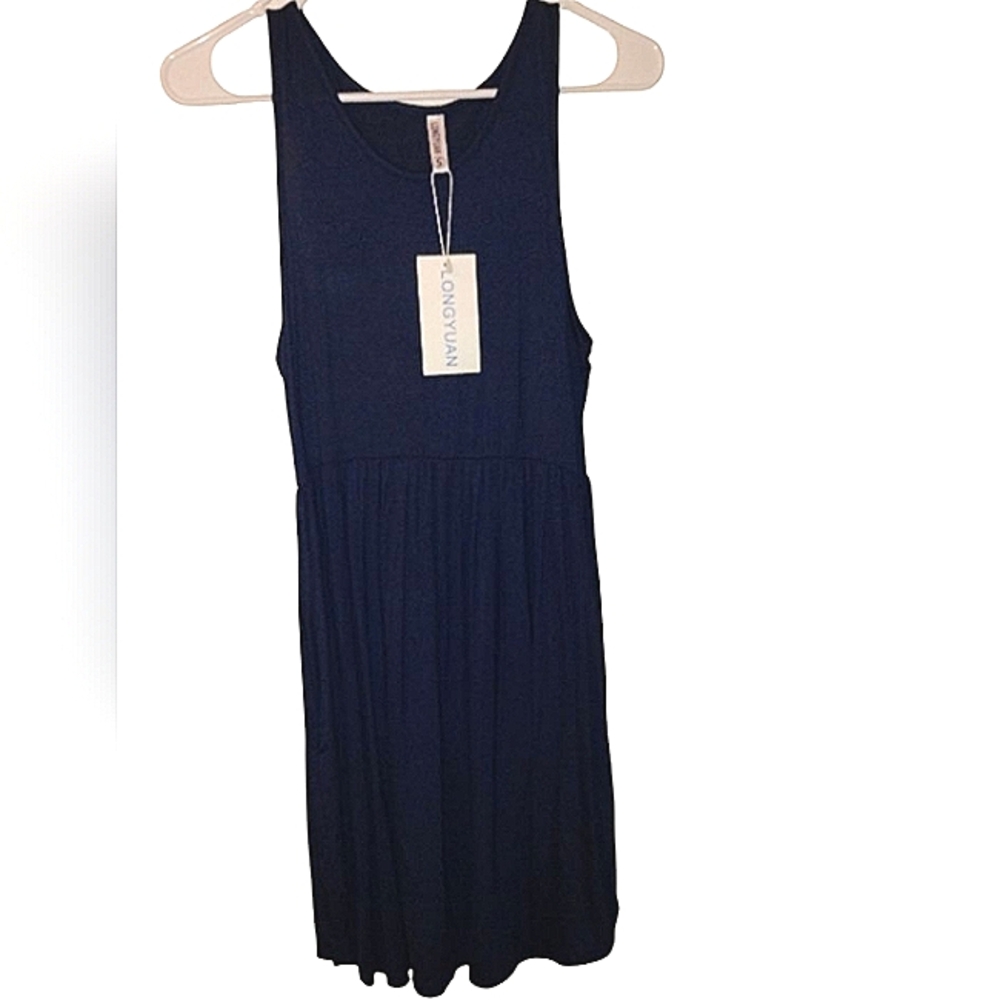 Longyuan Sleeveless Navy Blue Dress